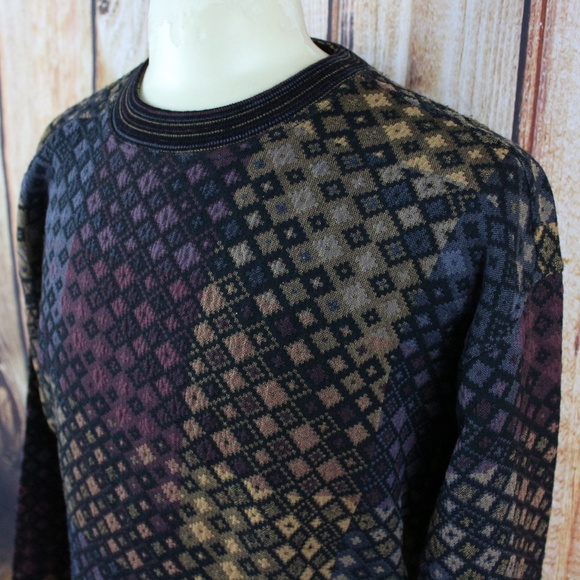 Jhane Barnes Mens Sweater Medium Abstract Wool Bld - Picture 4 of 7